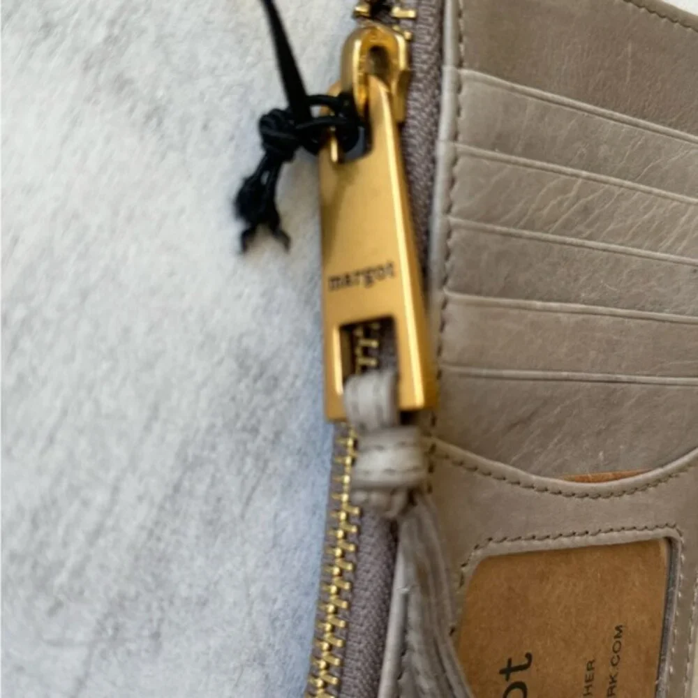 Margot Grey slim leather Card case wallet wristlet